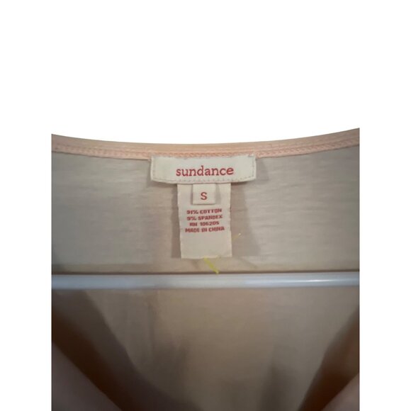 Wrap V-Neck Ruched Blouse By Sundance Small 95% Cotton 5% Spandex Peach Wrap - Picture 4 of 4